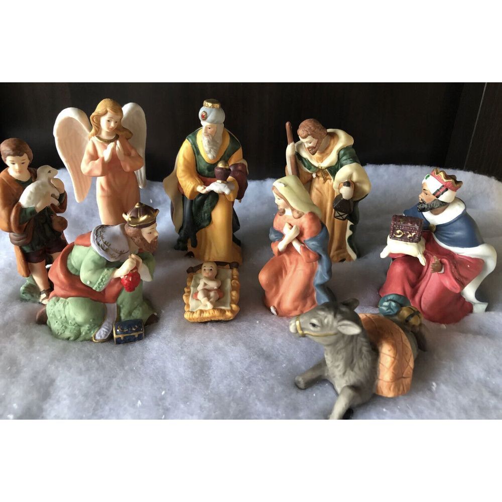 NIB Lenox Xmas Nativity‎ Scene 9 PC Figurine Set Hand Painted New 24k GOLD GIFT